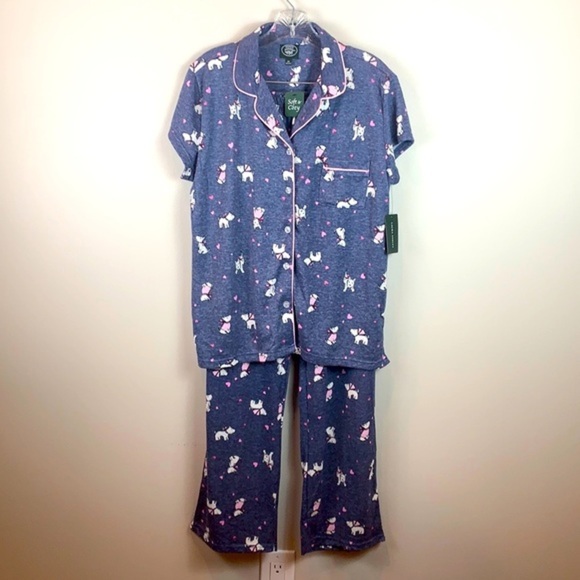 Laura Ashley Soft Scottie Notched Collar Pajama Set NWT - Picture 2 of 6